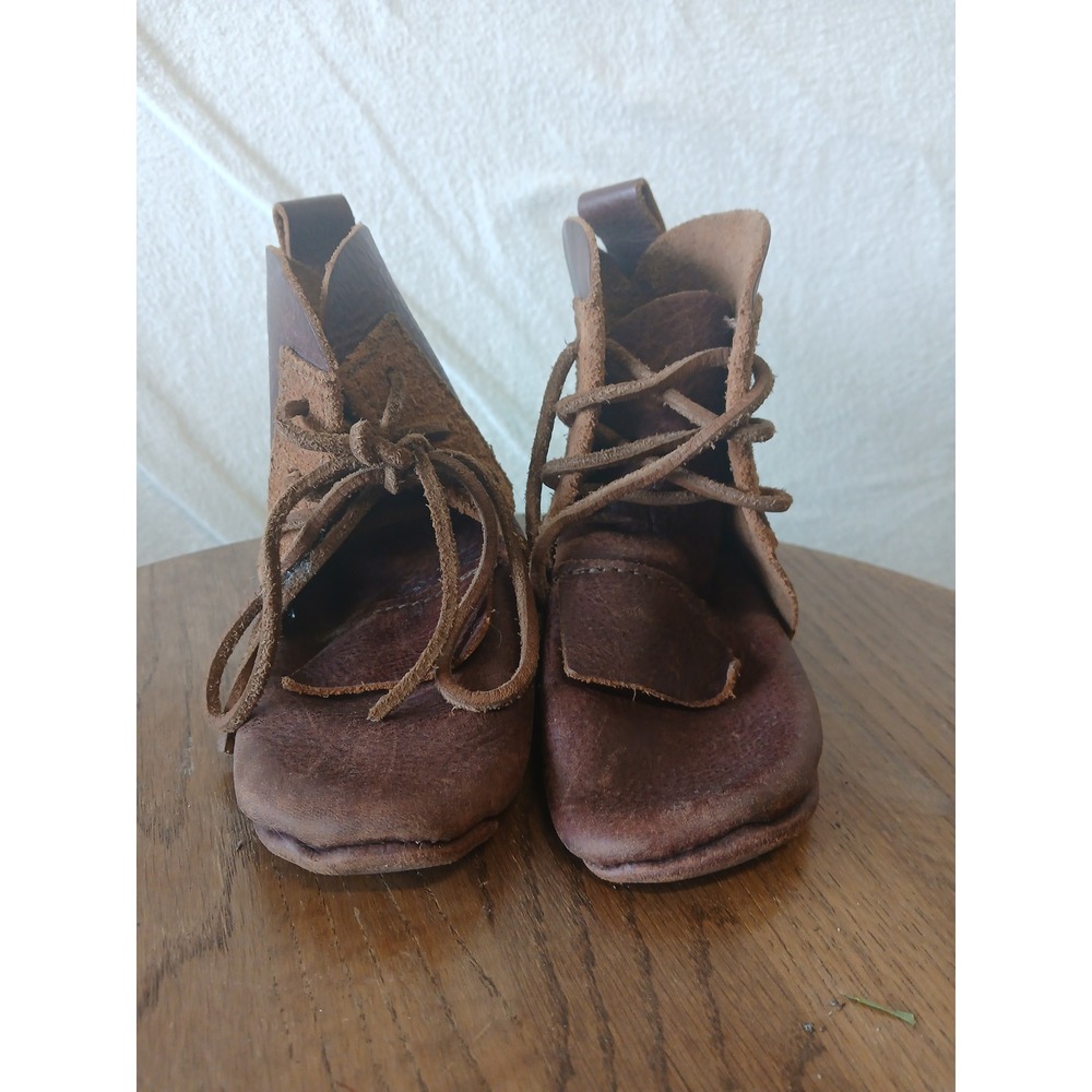 Baby 100% leather booties lagenlook Minimalist barefoot lace up boots shoes